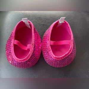 Build a Bear Pink Dress Shoes Sparkle Sequin Mary Jane Flat Teddy Formal Shiny